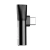 Adaptador de audio Baseus USB-C a minijack 3,5 mm + USB-C (negro)