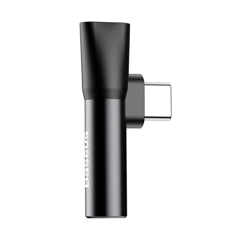 Adaptador de audio Baseus USB-C a minijack 3,5 mm + USB-C (negro)