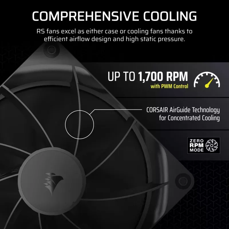 Ventilador Corsair RS140 14 cm negro 330–1700 U/min 0,11–3,46 mmH2O