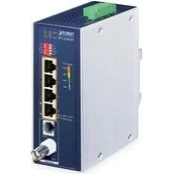 Emisor y receptor de red PLANET IVC-234GPT — extensor de 4 puertos 1G Ethernet PoE a VDSL2, aluminio/azul