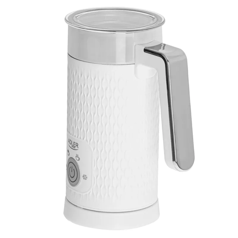 Espumador de leche automático Adler AD 4494 Metallic White — 130 ml de espuma, 300 ml de calentamiento, 500 W