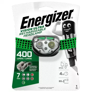 Linterna frontal Energizer Vision Ultra E301528200 — recargable 400 lúmenes