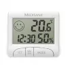 Higrómetro interior electrónico Medisana HG 100 — termómetro digital, humedad del aire 20–90 %, temp. -10–50 °C, pantalla de sobremesa, pila AAA