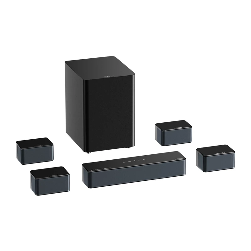 Altavoz Ultimea Poseidon D80 negro 7.1 canales, 8 altavoces, con cable e inalámbrico, subwoofer activo