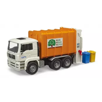 Bruder 02772 MAN TGA camión de basura de carga trasera, vehículo de juguete