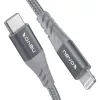 Cable adaptador USB 2.0, conector macho USB-C > conector macho Lightning (plateado/gris, 1 metro, PD, recubierto)