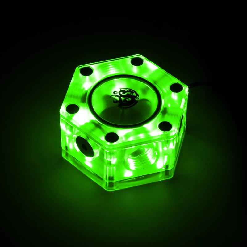 Indicador de caudal BitsPower Hexagon Flow Indicator-RGB BP-HFI-RGB — Iluminación RGB, diseño hexagonal