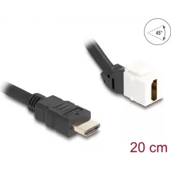 Cable módulo Keystone DeLOCK HDMI macho a hembra acodado 45° 8K 60 Hz 20 cm negro