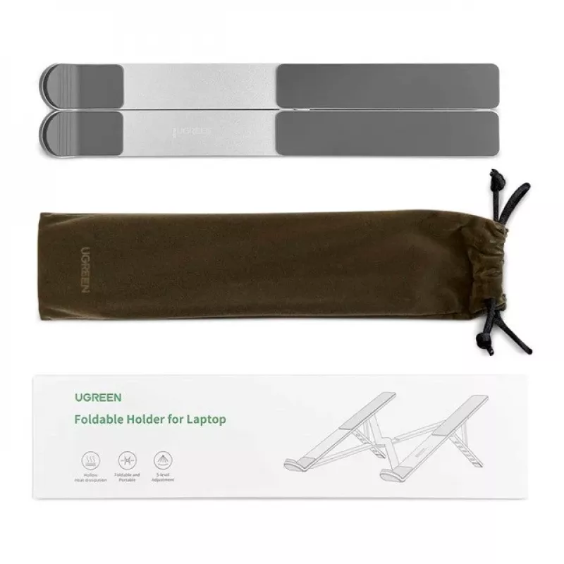 Soporte para portátil UGREEN LP451 ajustable aleación de aluminio para portátiles de 8–17 pulgadas, 5 posiciones, plateado