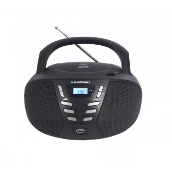 Reproductor de CD portátil Blaupunkt BB7BK — MP3, radio FM, USB, AUX, alimentación por pilas, 2 altavoces integrados, 240×230×128 mm
