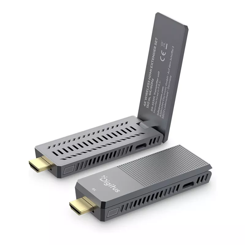 Set extensor HDMI inalámbrico DIGITUS DS-55359 — 4K/60Hz, 150 m, transmisor y receptor AV