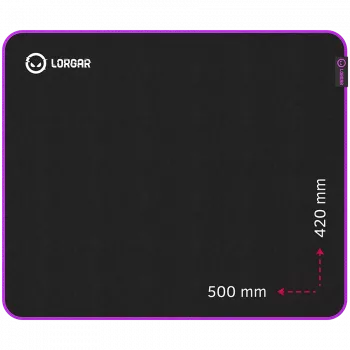 Alfombrilla gaming Lorgar Main 315, superficie de alta velocidad, base de goma antideslizante violeta, tamaño: 500 mm x 420 mm x 3 mm, peso 0,39 kg