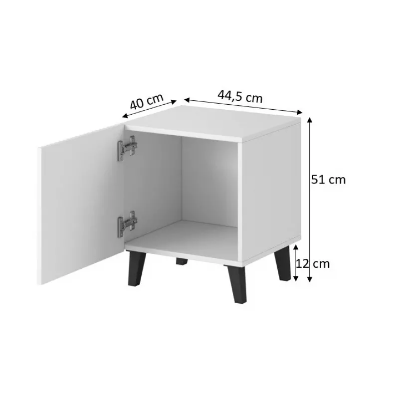 Set de mesitas de noche cama meble PAFOS, 2 uds., 45×40×51 cm, negro mate, MDF/aglomerado