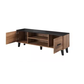 Soporte de TV Cama LOTTA 160 2D2K roble wotan/negro mate