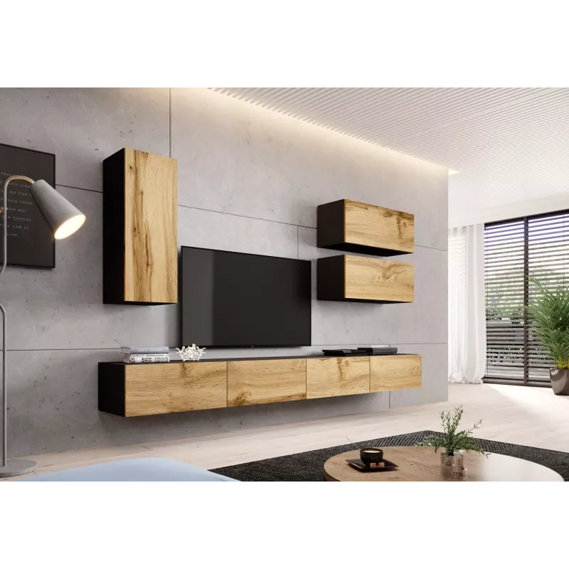 Soporte de TV Cama VIGO 140 30/140/40 negro/roble wotan