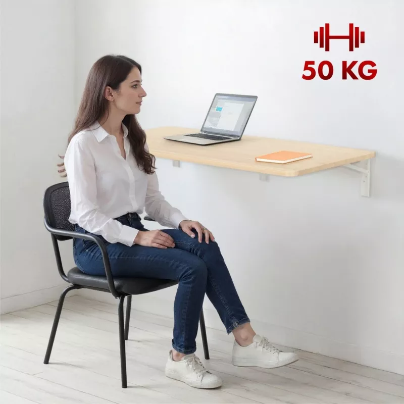 Maclean MC-128WD estante plegable de pared, 100×40 cm, acabado de madera