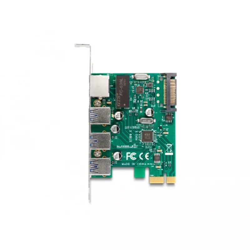 DeLOCK tarjeta PCI Express x1, 3 x USB 5 Gbps tipo A, 1 x Gigabit LAN