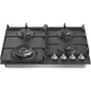 Placa de gas integrable Gorenje GW641EXB, 4 zonas de gas, negra, 60 cm, control por mando giratorio, rejillas de hierro fundido