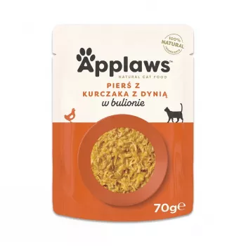 Applaws bolsa de comida húmeda para gatos — pechuga de pollo con calabaza, 70 g, adulto, 84 % humedad, 12 % proteína, sin cereales ni gluten