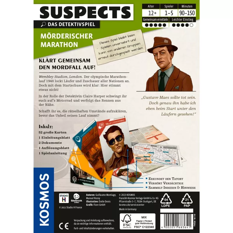 Suspects: Deadly Marathon, juego de cartas