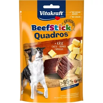 Snack para perros Vitakraft Beef Stick Quadros 70 g — snack sólido hipoalergénico de cerdo, sin gluten, sin azúcar