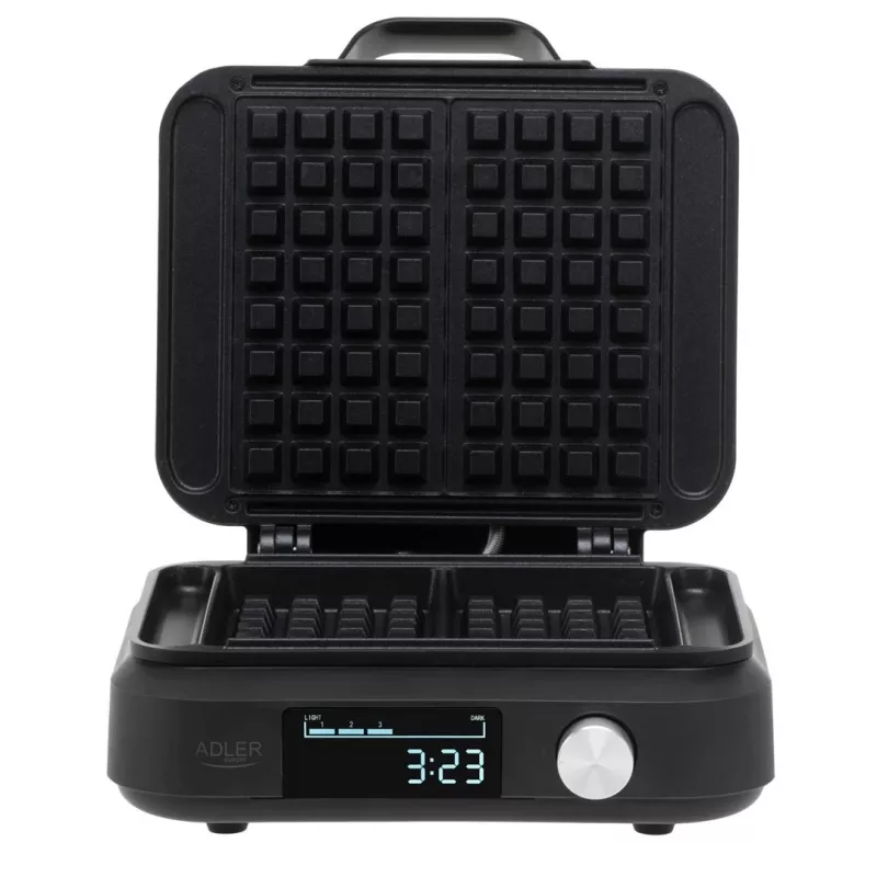 Gofrera Adler AD 3087 — gofrera eléctrica belga, 2200 W, 2 placas rectangulares 9×17 cm, negra