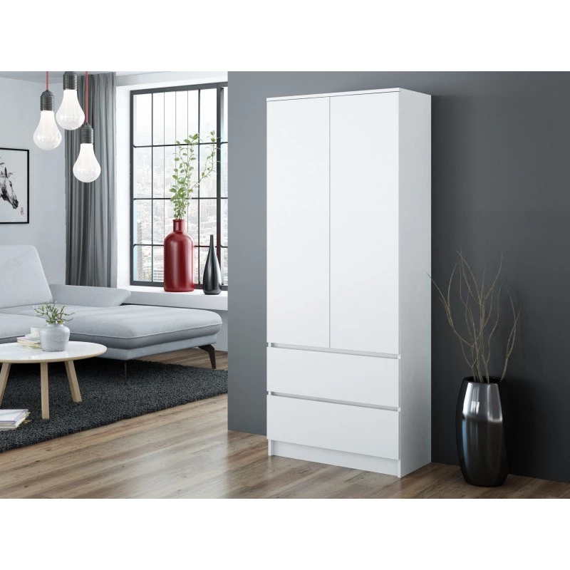 Top E Shop SZAFA MALWA B armario de dormitorio, 5 estantes, 2 puertas, blanco