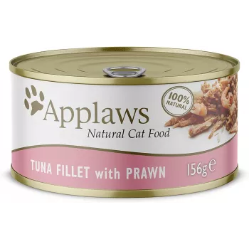 Comida húmeda para gatos Applaws filete de atún con gamba 156 g bolsa — gato adulto, 156 g, 81 % humedad, 14 % proteína