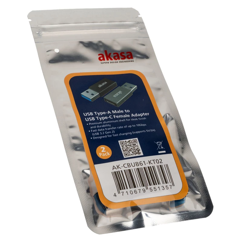 Adaptador de cable USB Type-A a USB Type-C Akasa AK-CBUB61-KT02