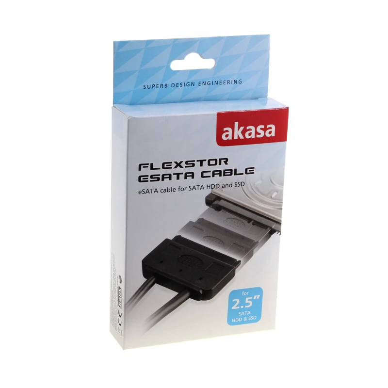 Cable eSATA Akasa Flexstor para HDD y SSD SATA de 6,40 cm (2.5) (AK-CBSA03-80BK)