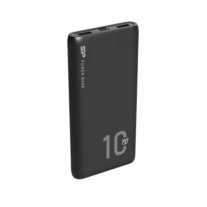 Batería externa Silicon Power QP15 10000 mAh, LiPo, 2x USB-A + 2x USB-C, entrada Micro-USB, negro