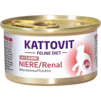 KATTOVIT Feline Diet Riñón/Renal Cordero - Alimento húmedo para gatos - 85g