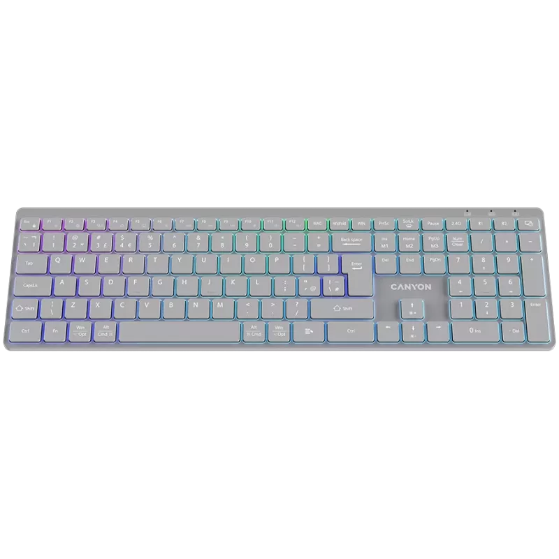 CANYON Teclado HKB-W11 UK/US RGB Dual Mode Inalámbrico Gris