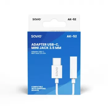 Adaptador de audio USB Type 3.1 C (M) – Jack 3,5mm (H) Blanco SAVIO AK-52