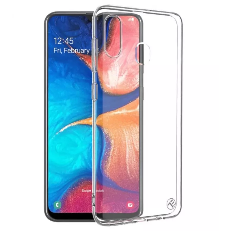 Funda de silicona Tellur para Samsung Galaxy A20, transparente, funda protectora blanda
