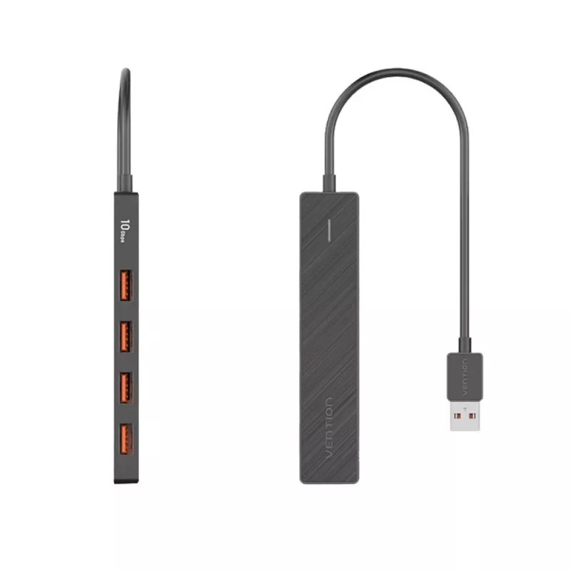 Hub multipuerto 5 en 1 USB 3.2 Gen 2 Vention CHOBB — 5 puertos (4× USB 3.2 Gen 2 Type-A, 1× USB 3.2 Gen 1 Type-A), 0,15 m, ABS, negro