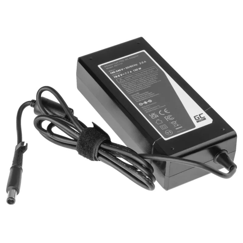 Fuente de alimentación Green Cell AD111P 150W 19.5V 7.7A fuente de alimentación universal para portátil negra