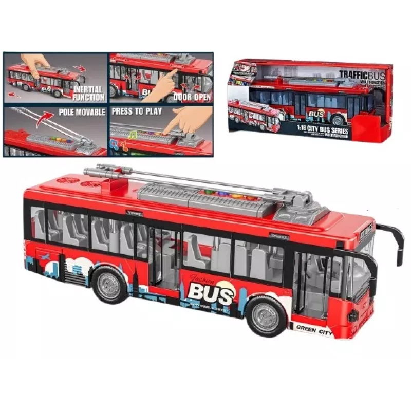 Autobús de juguete con luces, sonido y puerta practicable Madej modelo 012865