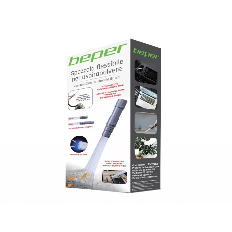 Beper 50.900 cepillo flexible para rendijas de aspiradora, manguera 32-35 mm, 25-33 cm