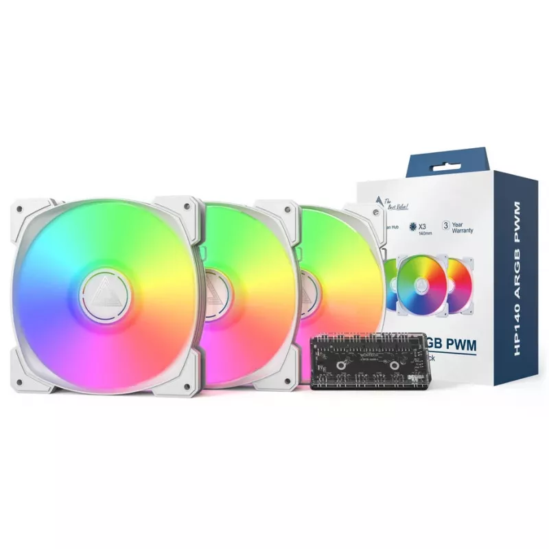 MONTECH HP140 ARGB PWM 140mm Blanco pack de 3