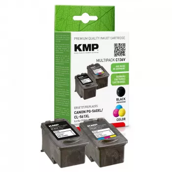 Cartucho KMP Canon PG-560XL / CL-561XL pack de 2 recargado reacondicionado (1581,4005)