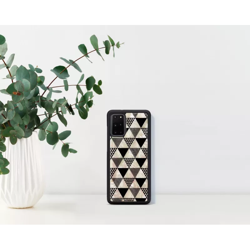 Funda protectora iKins para Samsung Galaxy S20+ — diseño de pirámides negro