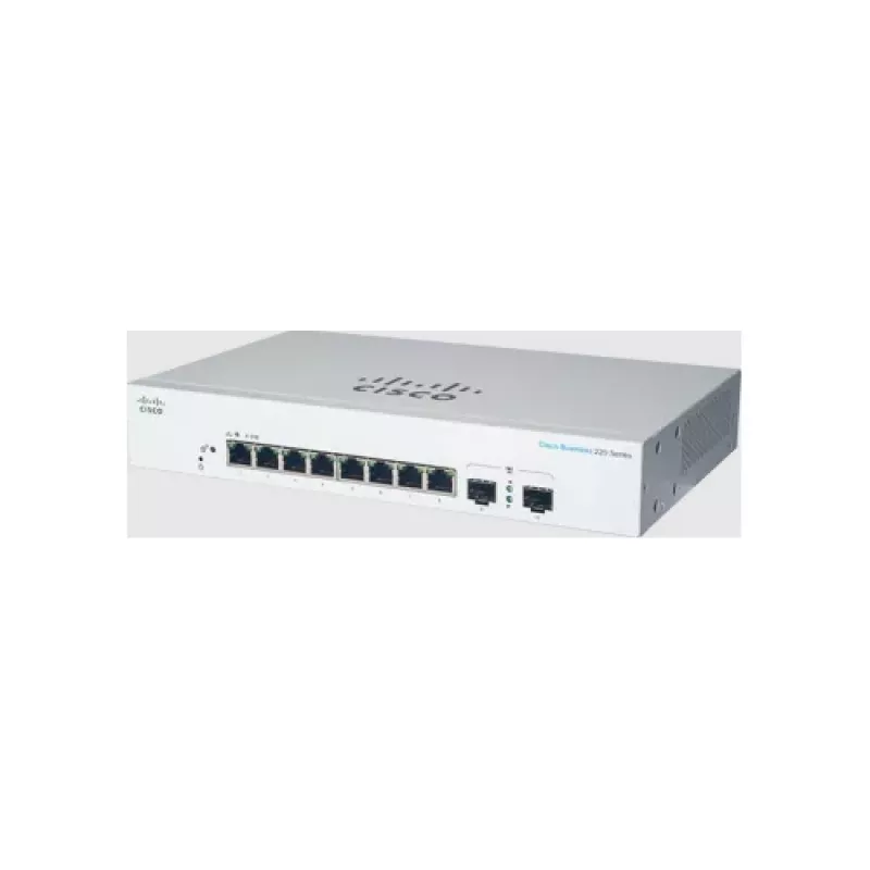 Switch Ethernet Gigabit L2 gestionado Cisco CBS220-8T-E-2G — 8x RJ-45 10/100/1000, 2x SFP, 1U, 20 Gbit/s, 8192 MAC