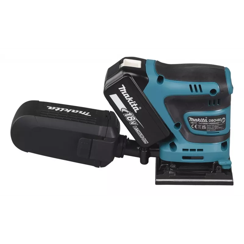 Makita DBO480Z lijadora orbital portátil, lijadora excéntrica, 14000 OPM, negra, azul, 210 W