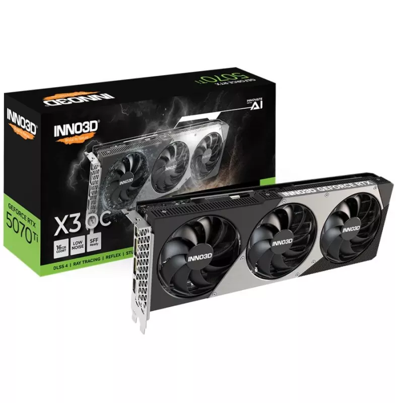 Tarjeta gráfica Inno3D GeForce RTX 5070 Ti — 16 GB GDDR7, PCIe 5.0, 256-Bit, 3x DisplayPort 2.1b + HDMI 2.1b