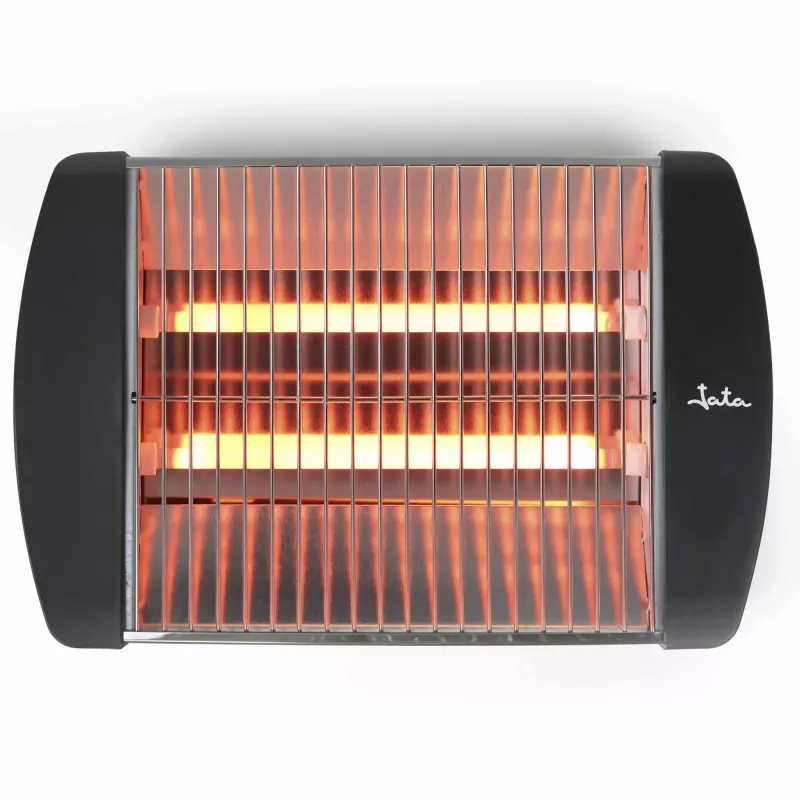 Jata JETT1587 tostadora, 400 W, 2 barras de cuarzo, bandeja recogemigas extraíble, acero inoxidable, negra