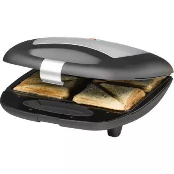 Sandwichera Rommelsbacher ST 1410 — 4 sándwiches, 1400 W, placas antiadherentes, negro/plata