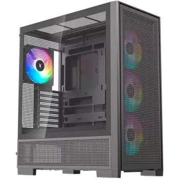Caja de PC Silentware Air 2000 A-RGB negra — semitorre, ventana lateral de cristal templado