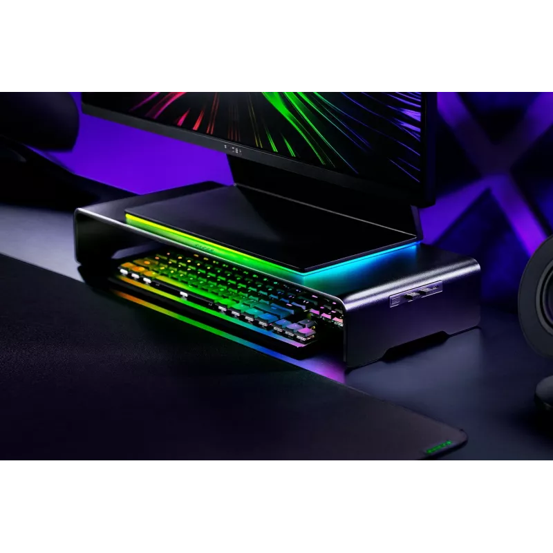 Razer Monitor Stand Chroma RC21-02320100-R3M1 soporte para monitor con dock USB-C integrado, HDMI, iluminación Razer Chroma