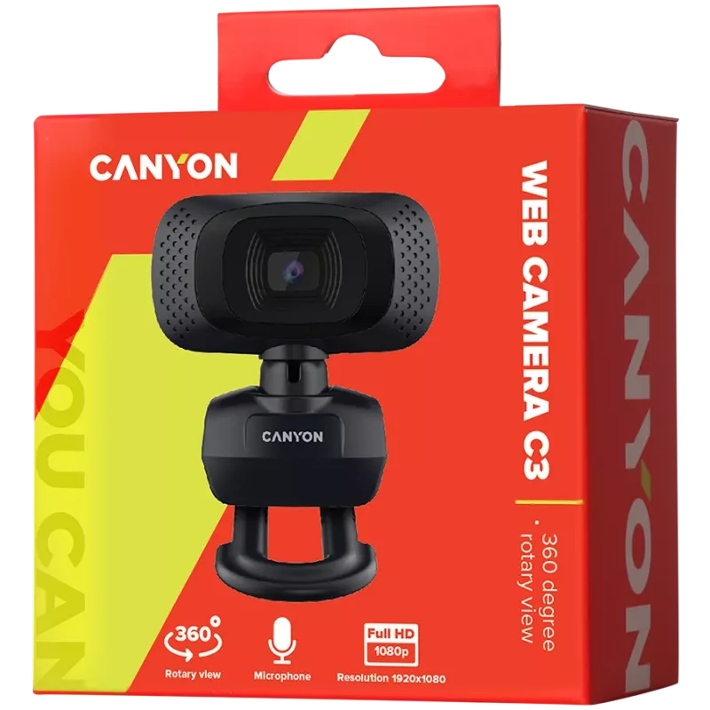 CANYON Webcam C3 HD 720p Negro